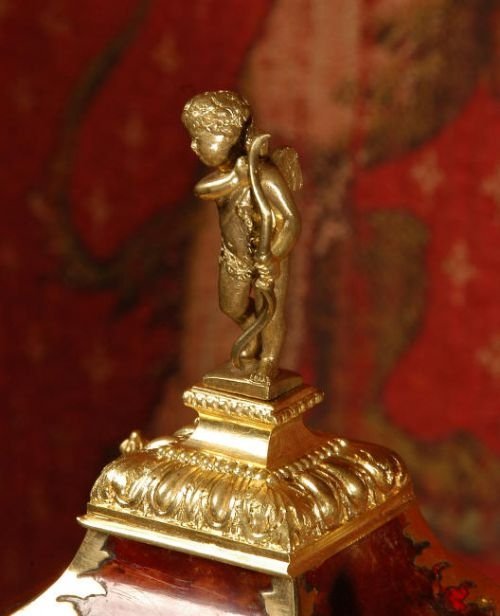 fig 4. Antique French Shell Veneer and Ormolu Boudoir Table Clock, French - Circa 1865.